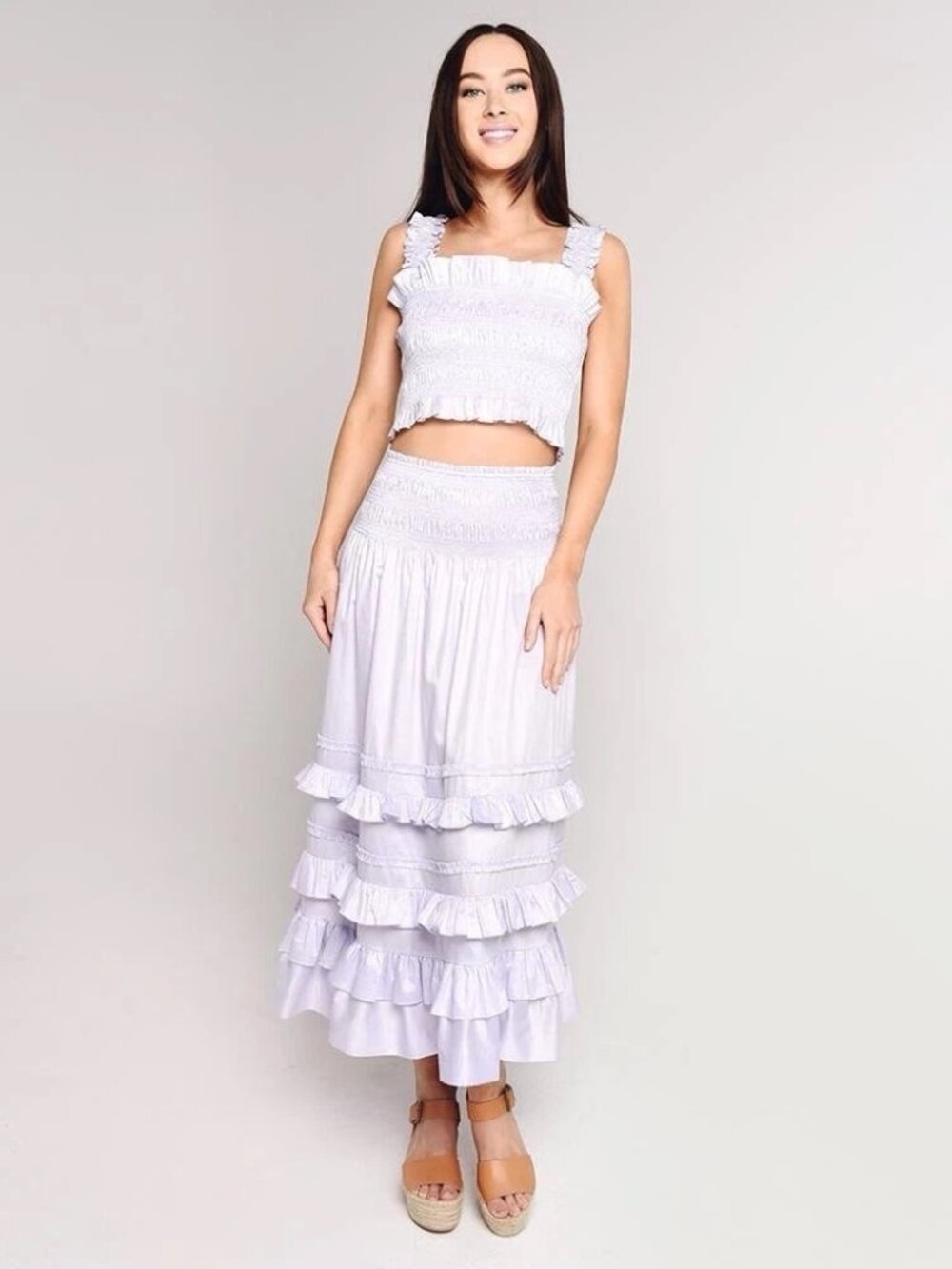 Rebecca Taylor Lavender smocked top and skirt set
